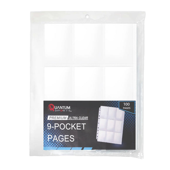 Premium Ultra Clear 9 Pocket Pages Pack of 100 Quantum Sports